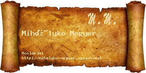 Mihályko Megyer névjegykártya